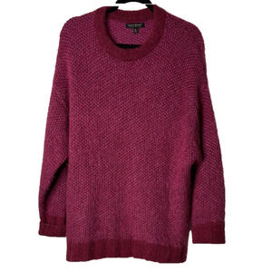 Banana Republic Burgundy Italian yarn Oversized Crew Neck Sweater 50% Angora
